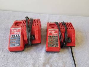 lot 244 image: Pair of Milwaukee battery chargers
