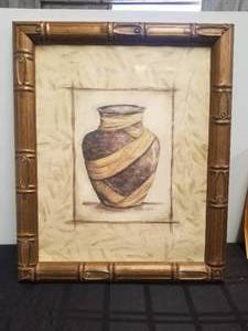 lot 184 image: Framed vase artwork