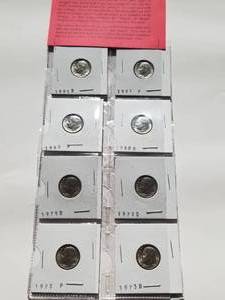 lot 74 image: Selection of 8 brilliant uncirculated Roosevelt dimes