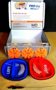 lot 26 image: MD HEARING AIDS - COMPLETE WCASE, BATTERIES AND CLEANING TOOL IN ORIGINAL BOX $$$