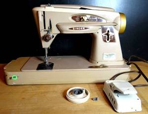 lot 99 image: Singer Model 503A Slant-O-Matic Rocketeer Sewing Machine Case Foot Pedal Tested (SEE NOTE) $$$