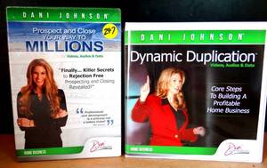 lot 247 image: DANI JOHNSON DYNAMIC DUPLICATION & PROSPECT & CLOSE YOUR WAY TO MILLIONS MOTIVATIONAL DVD TRAINING PACKS