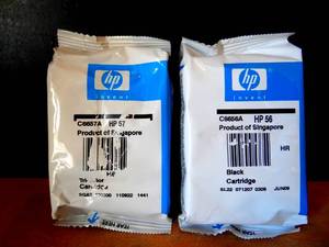 lot 289 image: HP 56 & 57 ORIGINAL INK JET CARTRIDGES (NEW IN PACKAGE)