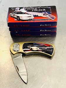 lot 47 image: Frost Cutlery 4.5 Police Folding Pocket Knife Lot of 3