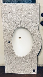 lot 61 image: 48 12 x 22 Marble Type Countertop and Bathroom Sink