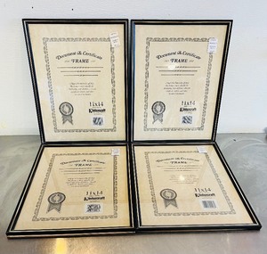 lot 94 image: Lot of 4 - 11x14 Document & Certification Frames