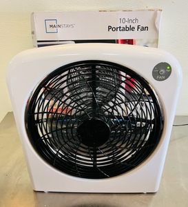 lot 100 image: Mainstays 10-Inch Dual Powered- Rechargeable or AC Plug in Portable Fan