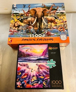lot 114 image: Two Jigsaw Puzzles - Howard Robinson 1500 Piece, Turtle Bay 1000 Piece