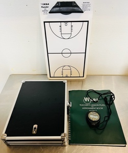 lot 134 image: Coachs Dry Erase Play Board, Accusplit Stopwatch, Lesson Plan and Assignment Book and Papers Case