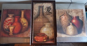 lot 136 image: Set of 3 Japanese Art Prints- Oriental Silk Screen Art