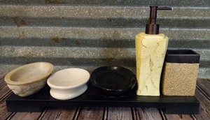 lot 152 image: Decorative Marble &amp Stone Bathroom Set
