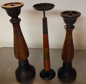 lot 153 image: 3 Pc. Giant Candle Stick Holders Inbox