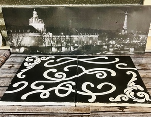 lot 182 image: Paris Canvas Print with Accompanying Border Art