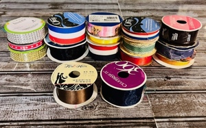 lot 193 image: Lot of 16 Spools of Ribbon - For Weddings, Decorating, Craft, Floral, Scrap & Memory Books