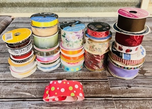 lot 194 image: Lot of 20 Spools of Ribbon - For Weddings, Decorating, Craft, Floral, Scrap & Memory Books