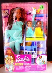 lot 27 image: Barbie You Can Be Anything Baby Doctor Playset Mattel - Open Box