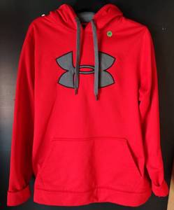 lot 54 image: VERY NICE UNDERARMOR HOODED SWEATSHIRT - RED - SIZE LARGE