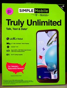 lot 80 image: SIMPLE MOBILE TRULY UNLIMITED LG K31  Rebel  TracFone - NEWSEALED $$$