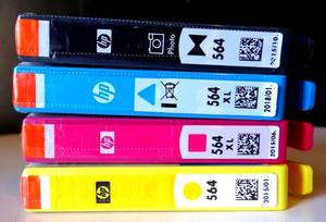 lot 102 image: HP Genuine 564XL Black & Color 4-PK Ink for Deskjet 3520, 3521, 3522, 3526