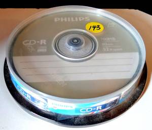 lot 143 image: NEW 10 PACK - PHILLIPS CD-R 700MB80 MIN52X WRITE - SEALED