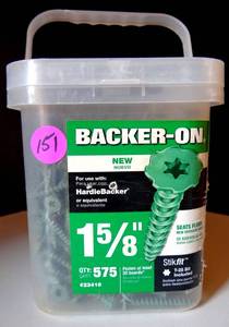 lot 151 image: Backer-On No. 9 S X 1-58 in. L Phillips Flat Head Cement Board Screws 575 pk $$