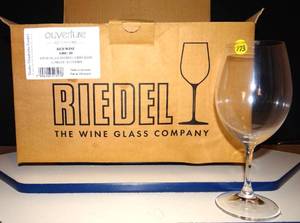 lot 173 image: RIEDEL OUVERTURE LEAD FREE CRYSTAL WINE GLASSES - CASE OF 12 UNUSED