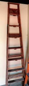 lot 204 image: LARGE 8 FOOT - A FRAME WOODEN LADDER (GOOD CONDITION)