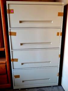 lot 205 image: AWESOME FOUR DRAWER SLIDING FILE CABINET IN GREAT CONDITION