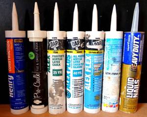 lot 270 image: ASSORTMENT OF VARIOUS CAULK & ADHESIVES AS SHOWN