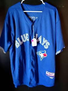 lot 284 image: MAJESTIC AUTHEN PERFORMANCE - TORONTO BLUE JAYS JOSE BAUTISTA #19 JERSEY - ALL SEWN ON - SIZE 52