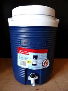 lot 293 image: NEWUNUSED RUBBERMAID 2-Gallon Water Jug Cooler Blue White Thermal  $$