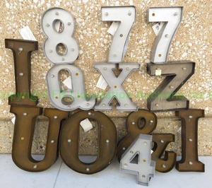 lot 9 image: Lighted metal letters and symbols, 12 total