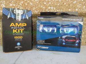 lot 43 image: AMP install kit and Axxent rectangular driving light kit