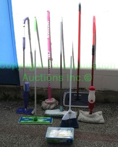 lot 58 image: Swiffers and OCedar mops and broom