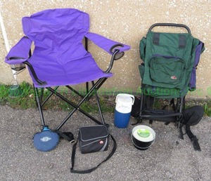 lot 59 image: Camping Folding Chairs, Mini Coolers and Outdoor Citronella Candle