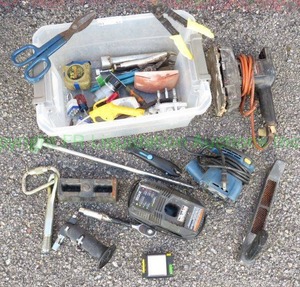 lot 63 image: Tote of Tools with Black and Decker Finishing Sander