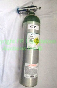 lot 159 image: Empty Medical Oxygen Tank with metering valvegauge