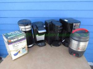 lot 99 image: Coffee makers including Keurig, Mr. Coffee, and more, and Bubba drink thermos