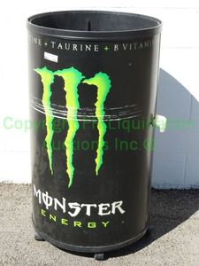 lot 153 image: Commercial Monster energy drink display cooler manufactured by Presence From Innovation