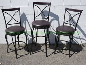 lot 133 image: Set of three stools, metal frame