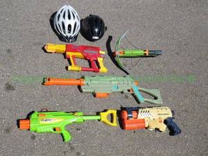 lot 143 image: Nerf guns and bike helmets