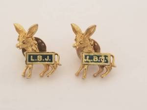 lot 9 image: Pair of Donkey-LBJ presidential push backs (B)