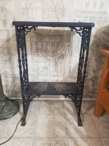 lot 32 image: Vintage metal and wood side table (B)