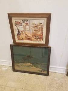lot 152 image: Deer and country store print - 14x16 and 16x19