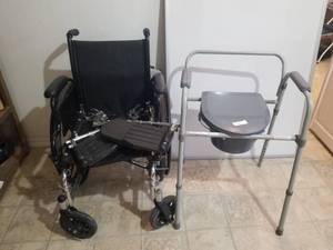 lot 168 image: Wheelchair and portable potty chair (D)