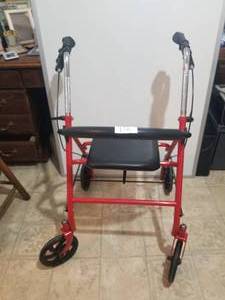 lot 172 image: Wheeled walker with hand brakes - red (D)