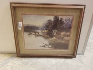 lot 223 image: Framed deer print - (E)