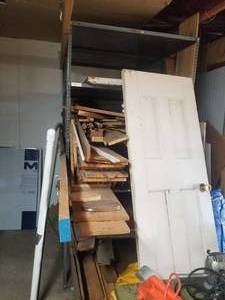 lot 281 image: Shelf lot -large selection of wood and door (G) - metal shelfs not included