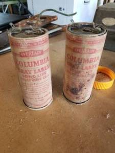 lot 309 image: Selection of 2 vintage Columbia gray label telephone batteries (G)