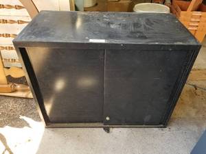 lot 333 image: Black metal cabinet with sliding doors (F)